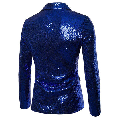 High End Men's Gold Sequin Suit European and American Hosting Performance Dress Korean Version Slim Fit Studio Suit Jacket
