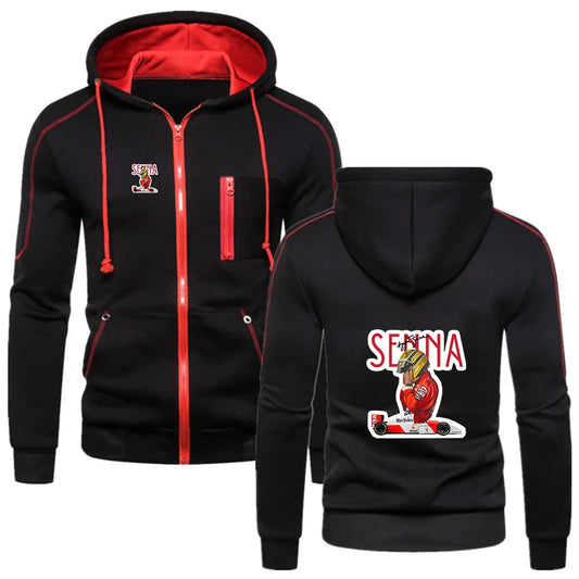 2026 Ayrton Senna Graphic Spring And Autumn Men's New Solid Color Hoodies Fashion Cotton Zipper Warm Street Jacket