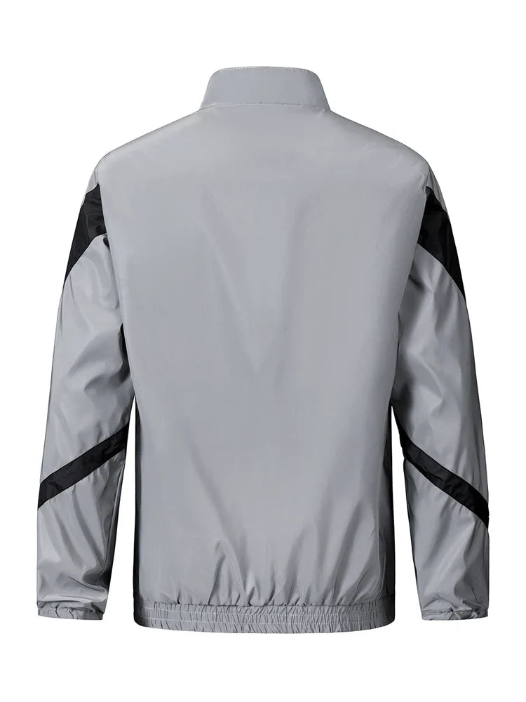 Night Reflective Jacket Men's Fashion Stand Collar Splicing Spring Autumn Casual Jacket Trendy Hip-hop Dance Streetwear