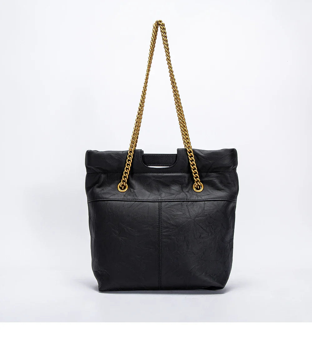 Body Design Solid Color Large Capacity Fashionable New Product Women's Shoulder Bag Chain Shoulder Strap Unique Folded Bag