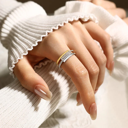 2026 Hot Two Tone Gold Spinner Moissanite Ring for Women Men 925 Sterling Silver Jewelry Perfect Birthday Gifts for Her