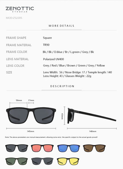 Square Polarized Sunglasses for Men - Lightweight TR90 Frame UV Blocking Shades for Driving Fishing Golf Sports