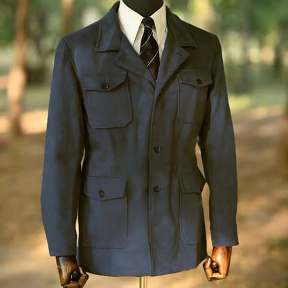 Men's Classic Velvet Blazer Single Breasted Wool Blend Hunting Coat with Four Pockets Snowflake Print plus Size Sport Coat