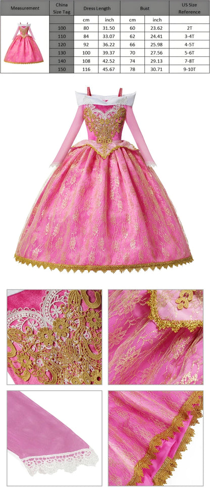 Muababy Princess Dress for Girls Aurora Belle Elsa Jasmine Cosplay Costume Party Halloween Carnival Outfit Kids 2-8Y Vestido
