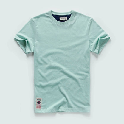 New Men Cotton Solid T-Shirt Mens Short Sleeve T-shirt Multi Pure Color Fancy Yarns T Shirt Color Wine White Blue