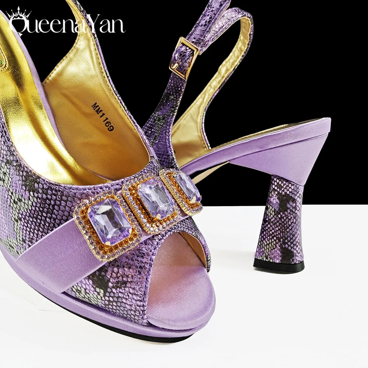 New Luxurious Italian Women's Party Shoes&Bag Set Elegant Golden Rhinestone  Sandals with Peep Toe High Heels Wedding