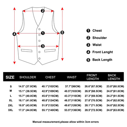 White Scroll Pattern V-Neck Waistcoat 4-In-1 Kit Tie Square Cufflinks For Bridal Shower Outdoor Wedding