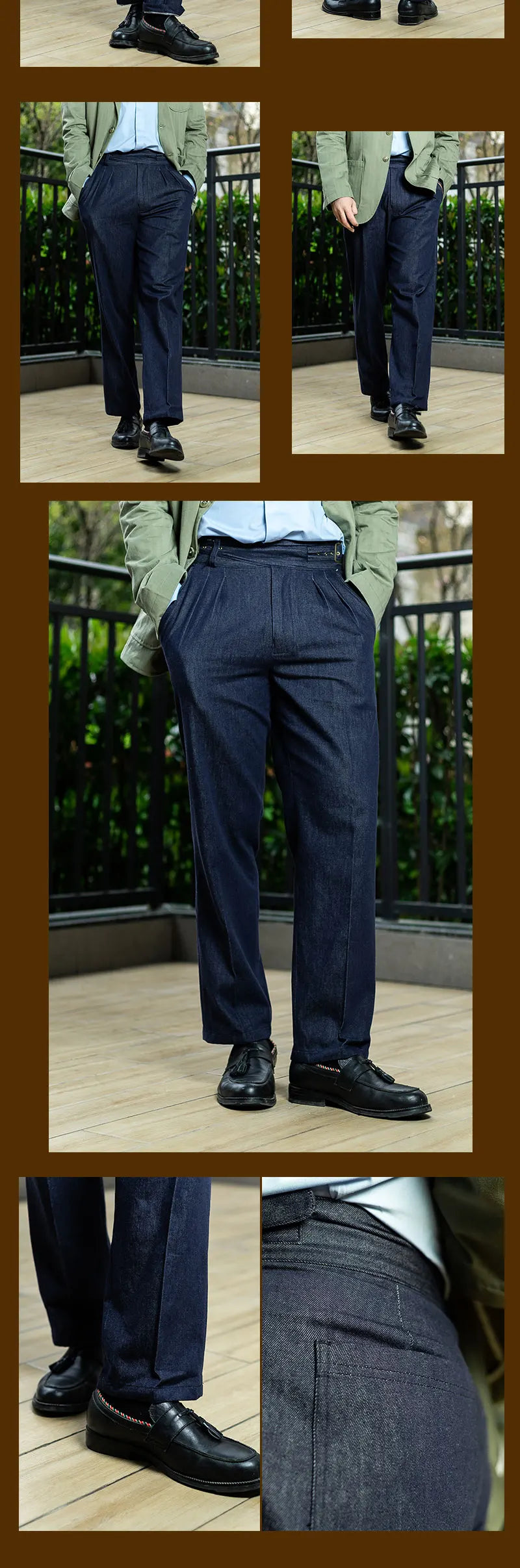 American Vintage Loose Straight Casual Pants Indigo Denim High Waist Nine Pants Pants GURKHA