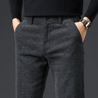 Men's Slim Fit Chenille Long Pants Advanced Business Casual Trousers Trend Autumn Comfortable Daily Wear Male Clothing
