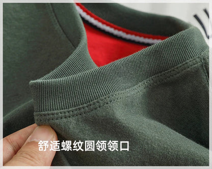 Autumn New American Retro Long-sleeved O-neck Letter Printed T-shirt Men's Fashion Simple 100% Cotton Washed Casual Sport Tops