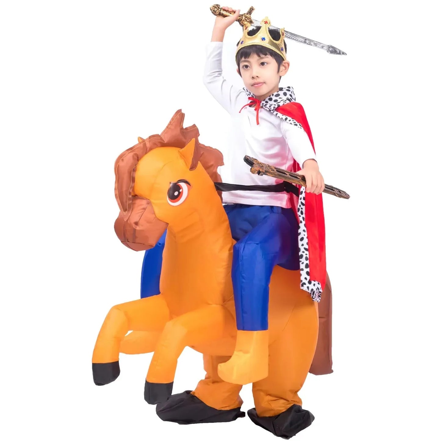 Kids Child Inflatable Horse Costume Girls Boys Funny Halloween Purim Party Inflated Garment Disfraces