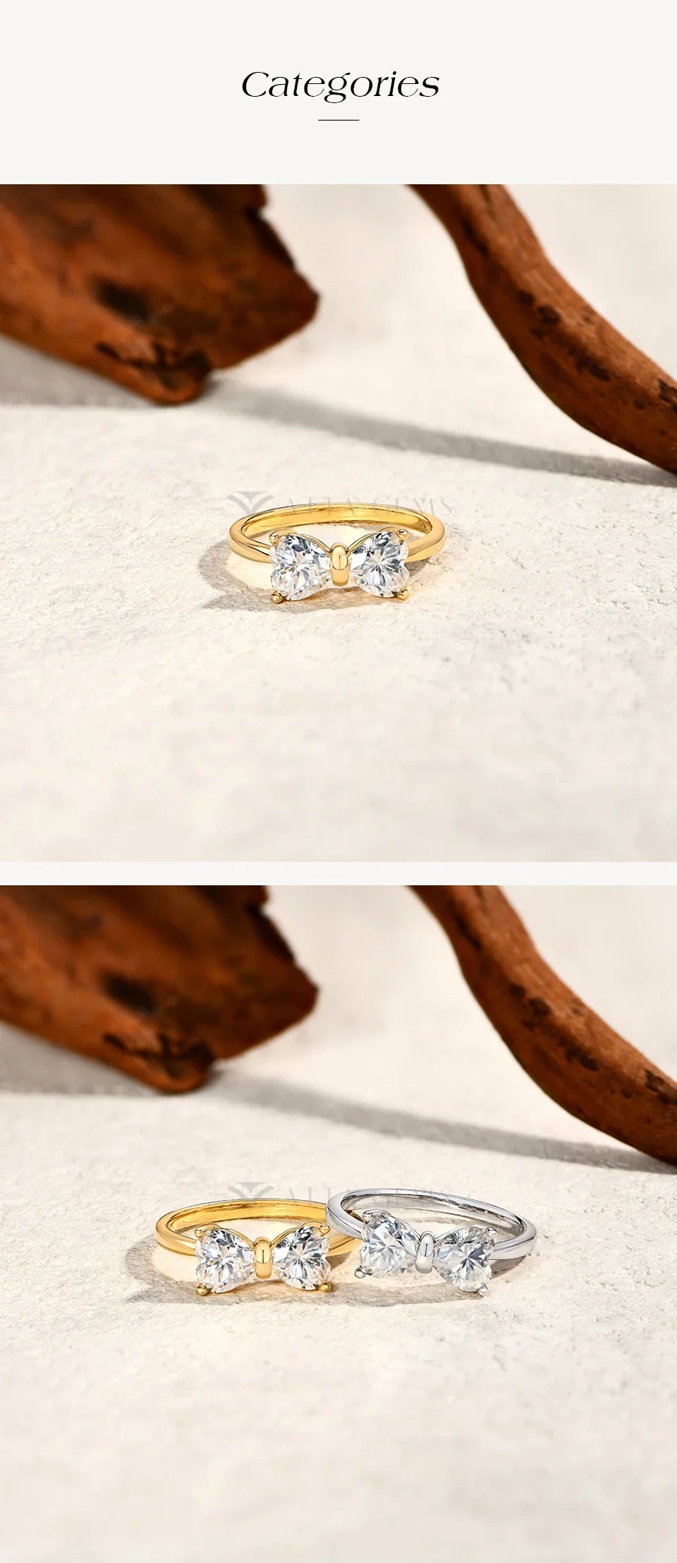 ATTAGEMS Bagues en Moissanite Nœud en Argent Sterling 925 pour Femme, 2 pièces, 0,8 ct, Coupe Cœur D VVS1, Bijoux de Luxe Cadeau pour Elle