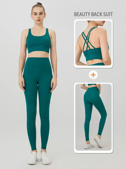 2 Piece Yoga Clothes Women's Tracksuit Athletic Wear Pilates Fitness Suit Gym Workout Push Up Clothes Sports Bra Leggings Suit
