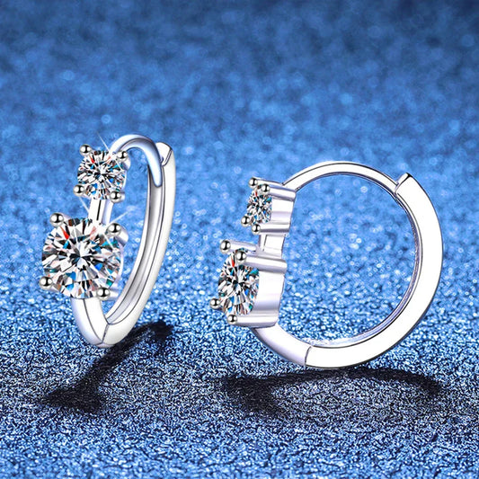 D Color Moissanite Hoop Earrings for Women 925 Sterling Silver with White Gold Plated Wedding Huggie Earring Jewelry