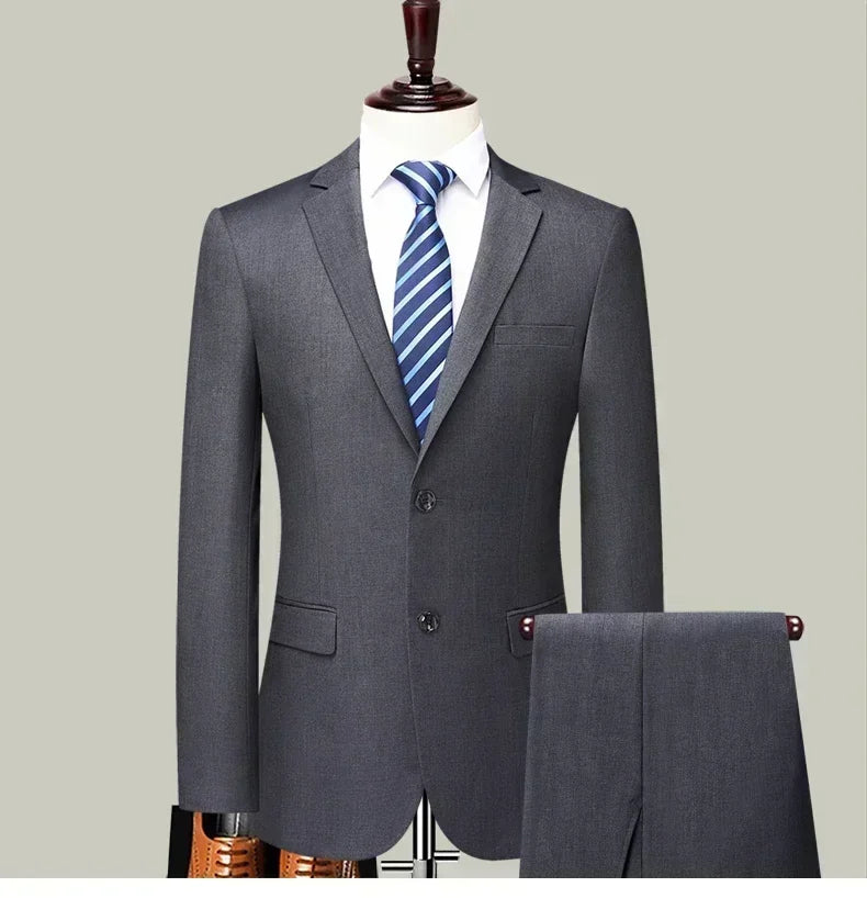 S-8XL Blazer New Men's Fashion Business Solid Color British Style Professional Work Groom Wedding Dress Best Man Blazer Jacket