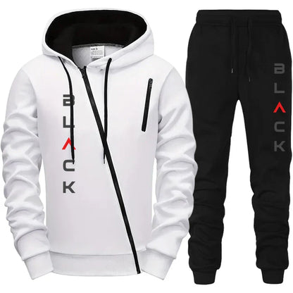 2025 Hot Sale Mens Tracksuit Hoodie Sweatpants Black Letter Print Zipper Jacket Jogger Pants Autumn Winter Casual Fashion Outfit
