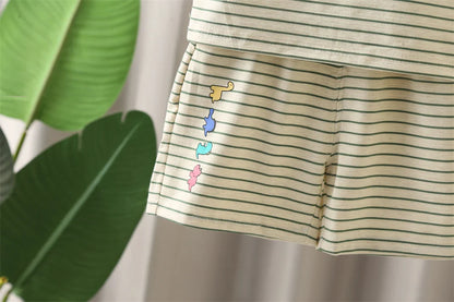 New Summer Baby Boy Clothes Set Toddler Boys Striped Cartoon T-shirt Short Pant 2-Piece Casual Infant Children's Clothing Outfit