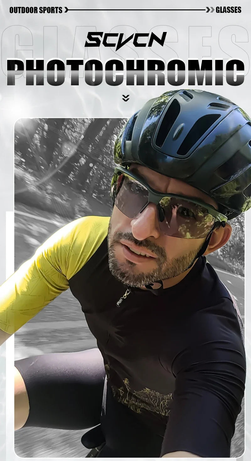 Cycling Red Blue Photochromic Glasses Outdoor Sports Running Men's Sunglasses Road MTB Bicycle Goggles Women Bike Eyewear