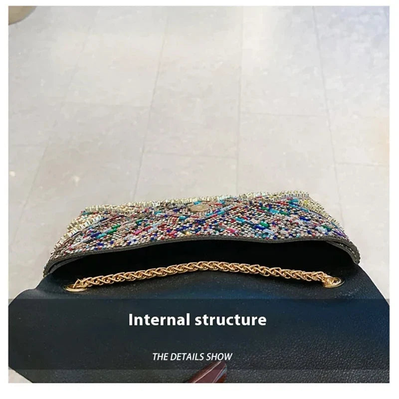 Rhinestone Evening Clutch Bag 2025 Diamond Women Banquet Party Wedding Fashion Messenger Purse Chain Small Shoulder Bag
