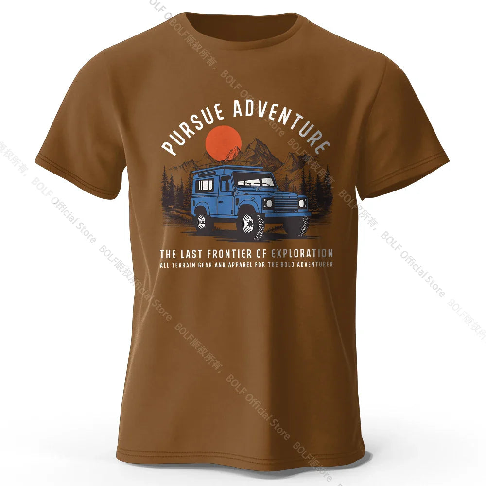 Wilderness Explorer Vintage Medal Printed Unisex Men Women T-Shirt Tees Tops 100% Cotton Topographic Graphic Bushcraft Wear