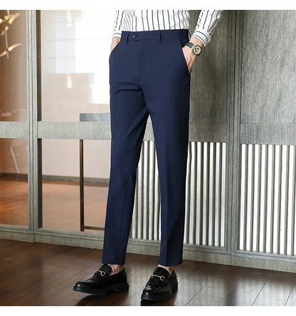 Plus size 40 38 Men Business Solid Suit Pant 2026 Spring Formal Slim Fit Wedding Trouser Mens Brand Fashion Casual Dress Pants