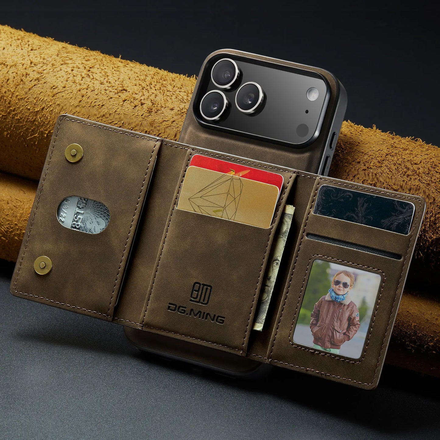 Luxury Leather Phone Case for IPhone 17 Pro Max Air16E 16 14 15 Plus 13 12 11 Pro Max Magnetic Detachable Card Stand Wallet