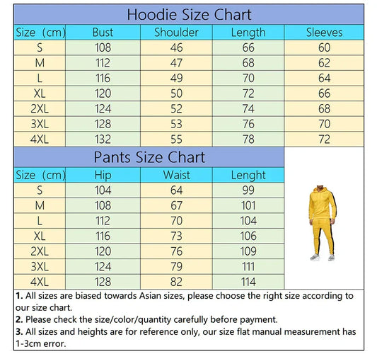 Hot Sales Mens Tracksuit Print Casual Hooded Sweatshirts 2 Pcs Set  Autumn Winter Sports Jogging Mens Clothing Street Sportswear