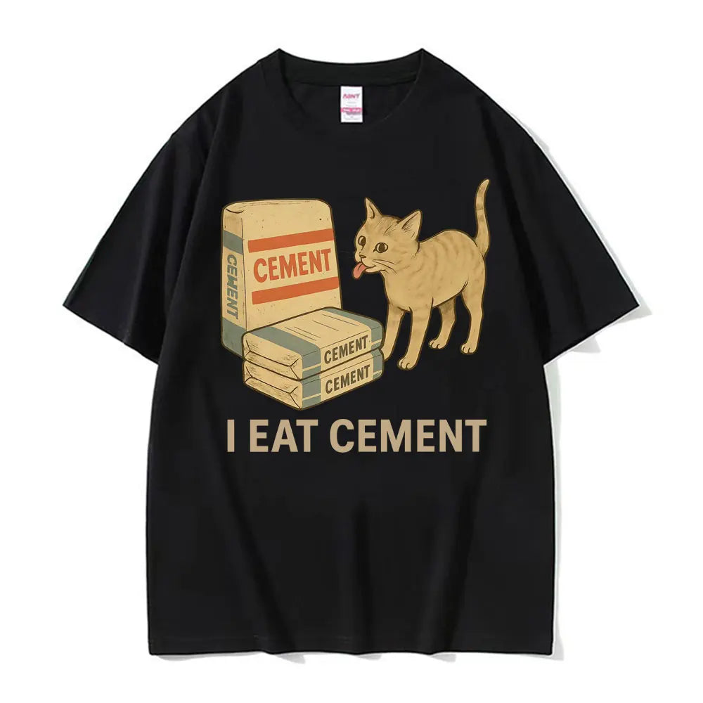 I Eat Solder Cursed Funny Cat Meme T Shirt Men Women's Clothing Fashion Casual T Shirts Summer High Quality Cotton T-shirts Tops