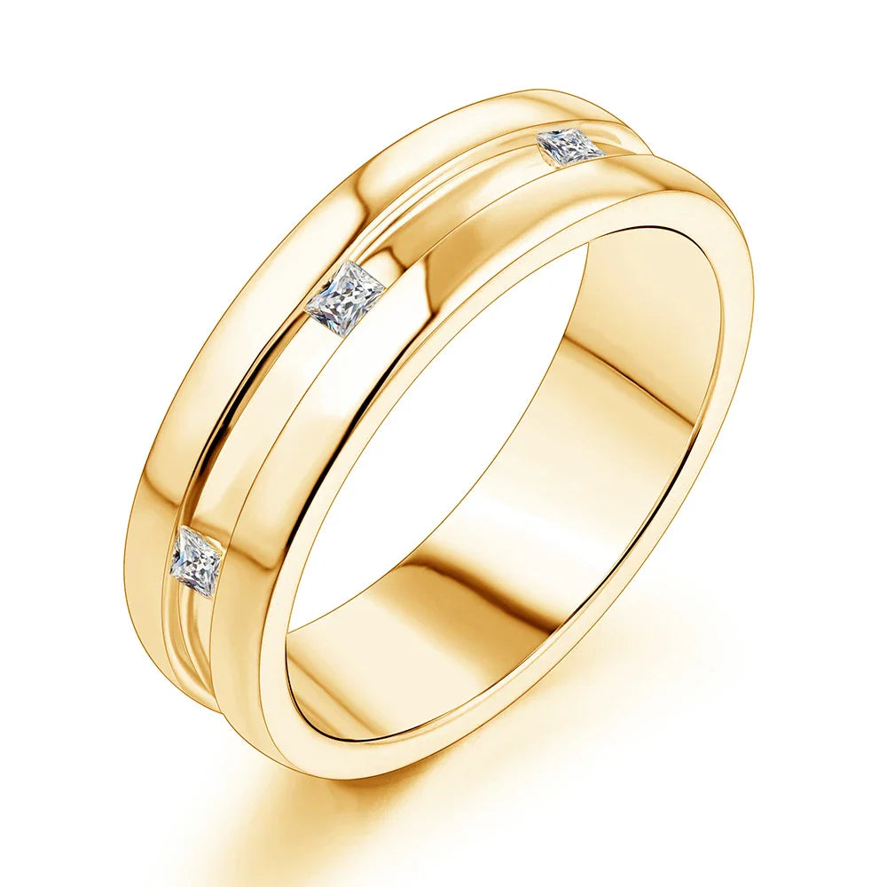 Princess Square Cut D Color Moissanite 18K White Gold Plated Engagement Wedding Band Moissanite Lab Grown Diamond Ring for Women