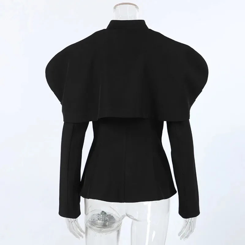 Black Elegant Blazer For Women 2025 Autumn Fashion Gold Buttons Patchwork Jacket Coat Party Vintage Commuter Suit Jacket