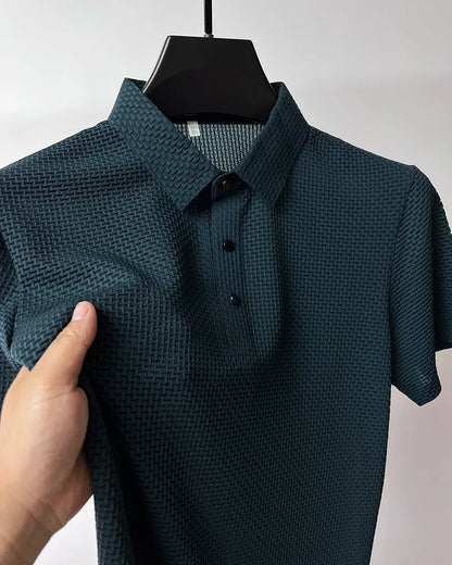 Upto EUR Sizes Tall Man Brand Top-Quality Men's Golf Shirt Lop-up Hollow Short-sleeved Polo Shirt SummerIce Silk Breathable Tee