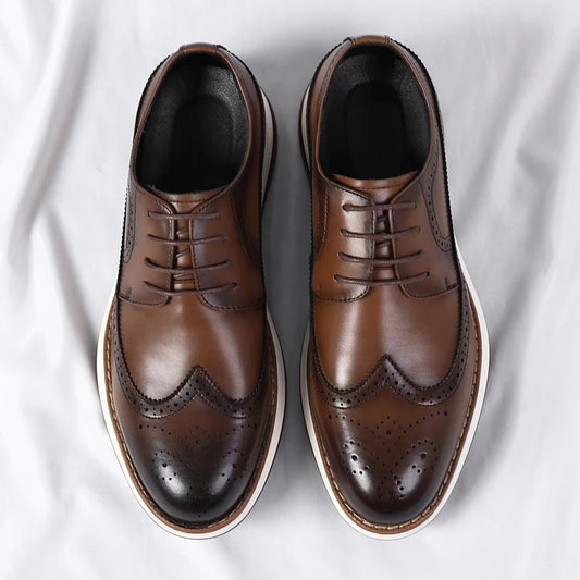 High End British Style Office Business Dress Shoes Men's Casual Leather Thick Soled Simple Walking Shoes Fashion Oxford Shoes