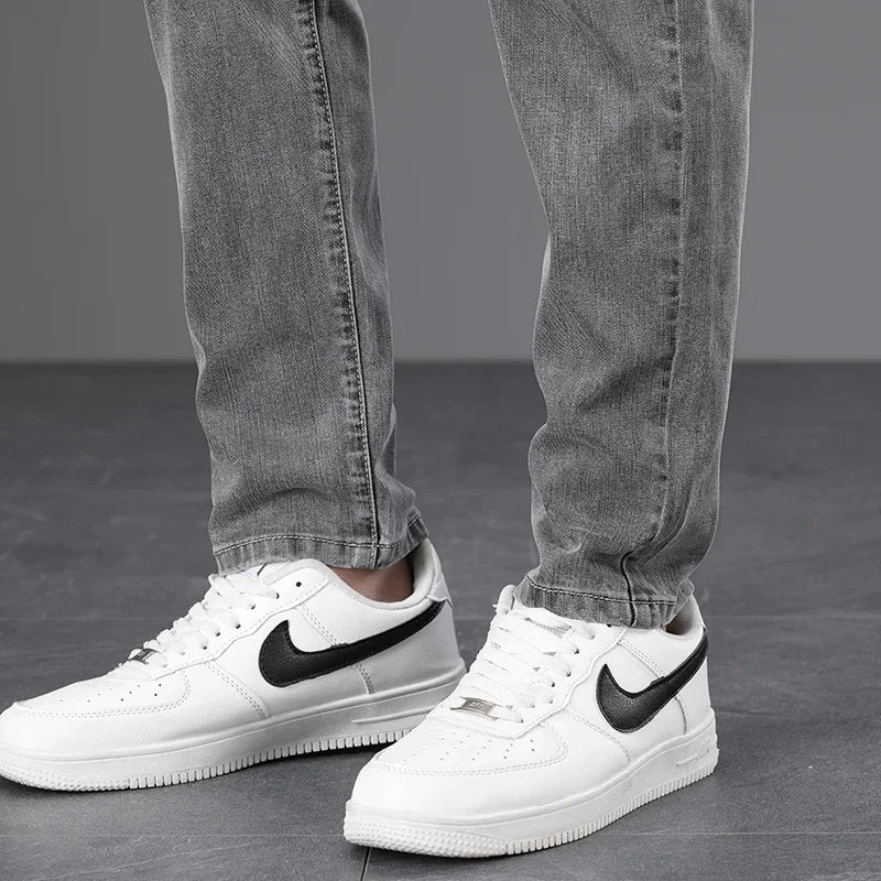 Classic Men Vintage Cloth High Waist Trousers 2024 Autumn Loose Straight Stretch Wash Jeans High Quality Sky Blue Brand Pants