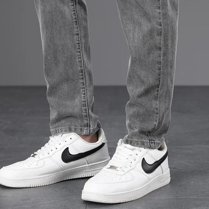Classic Men Vintage Cloth High Waist Trousers 2024 Autumn Loose Straight Stretch Wash Jeans High Quality Sky Blue Brand Pants