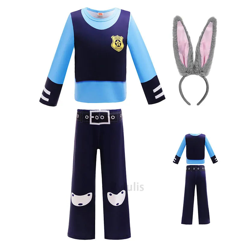 New Judy Zootopia Bunny Costume Cosplay Headband Halloween Party Clothes Disguise Cartoon Zootropolis Roleplay Fantasia Outfits