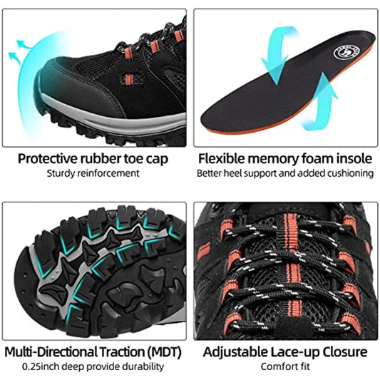 Men's Hiking Shoes Lightweight Trekking Shoes Non-Slip Breathable Outdoor Sneakers for Trail Running Walking