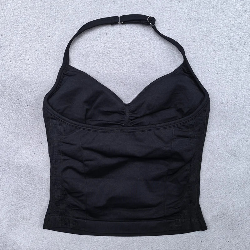 2 Pieces Yoga Set Women Backless Halter Tops High Waist Seamless Shorts Gym Suit Fitness Clothes Sportswear Workout Sets
