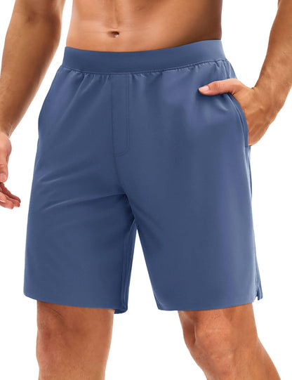 Men's UPF 50+ Athletic Running Shorts 8 inches Quick Dry Lightweight Workout Gym Sports Hiking Shorts with 3 Pockets