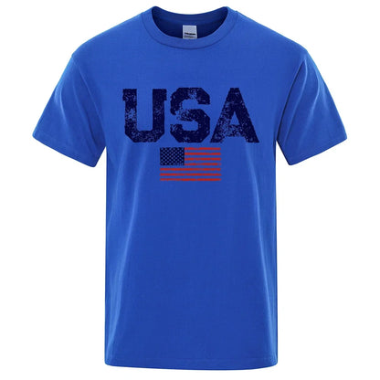 Vintage Usa Flag Street Print Male T Shirts Hip Hop Street Tshirt Summer Casual Cotton Tops large size Breathable Tee Clothes