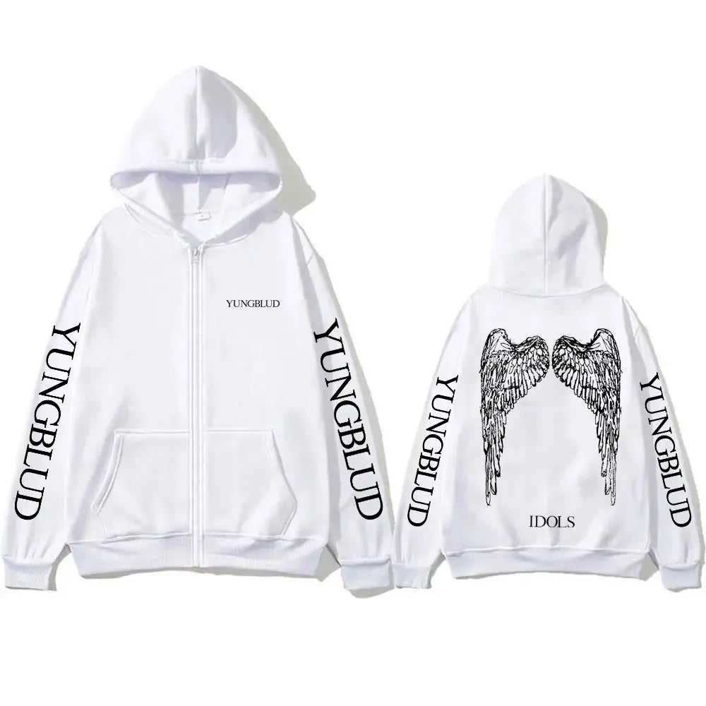 Yungblud IDOLS Wings Album Tour 2025 Zipper Hoodie Male Oversized Zip Up Jacket Men Women Clothing Hip Hop Hoodies Streetwear