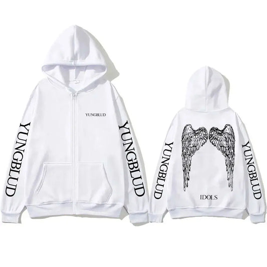 Yungblud IDOLS Wings Album Tour 2025 Zipper Hoodie Male Oversized Zip Up Jacket Men Women Clothing Hip Hop Hoodies Streetwear