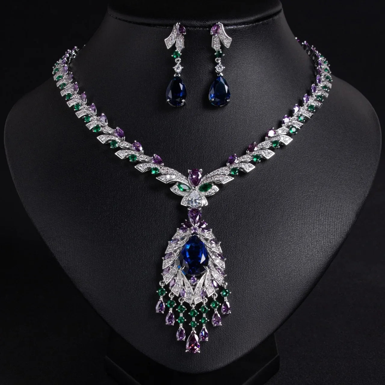 Temperamento Elegante Collana Orecchini Ciondolo Gioielli Estate Vestito Accessori Set Partito Matrimonio Sposa Regalo M-286