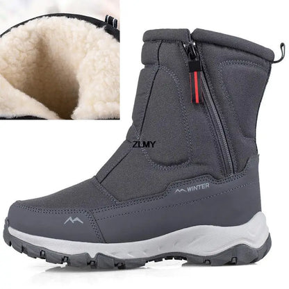 Waterproof Men Women Snow Boots High Top Ankle Winter Boots Platform Warm Plush Man Cutton Shoes Outdoor Non-slip Snowboots Male