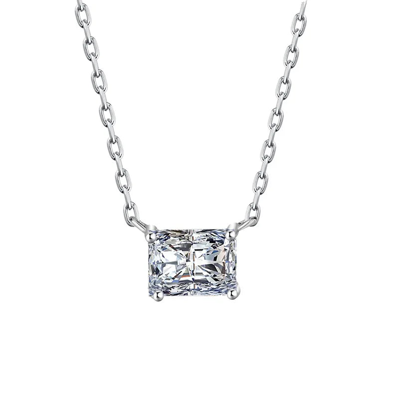1/2carat Emerald/Radiant Cut Solitaire Moissanite Diamond Pendant Necklace With  Certificate S925 Silver Neckchain For Women