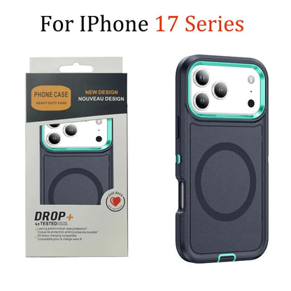 3IN1 Heavy Duty Otter Armor Box Phone Case for IPhone 17 Pro Max Air 16 15 14 Plus for Mag-Safe Wireless Charging Rugged Cover