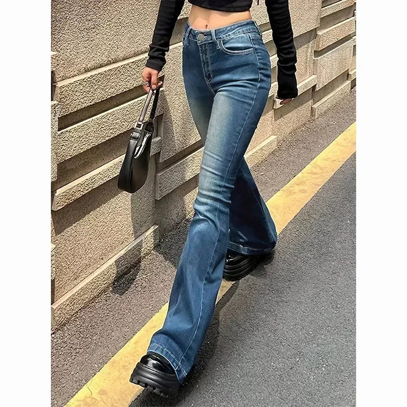 2025 Woman Vintage High Waist Flare Jeans Female Stretchy Bootcut Tight Denim Pants Women Bell Bottoms Casual Slim Fit Trousers