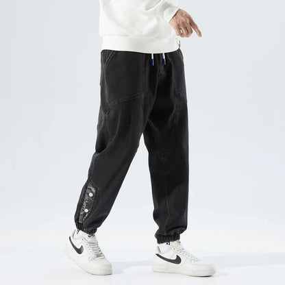 Korean Popular Clothes Jeans Casual Men Loose Fit Stretch Spandex Denim Jogger Pant Male Hip Hop Streetwear Trouser Big Size 8XL