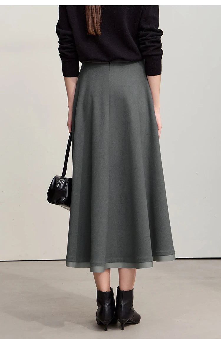Elegant Skirts For Woman 2025 Winter New Commuter Style A-Line Mid-Calf Skirt Loose Solid Versatile Woman Clothes 12544126