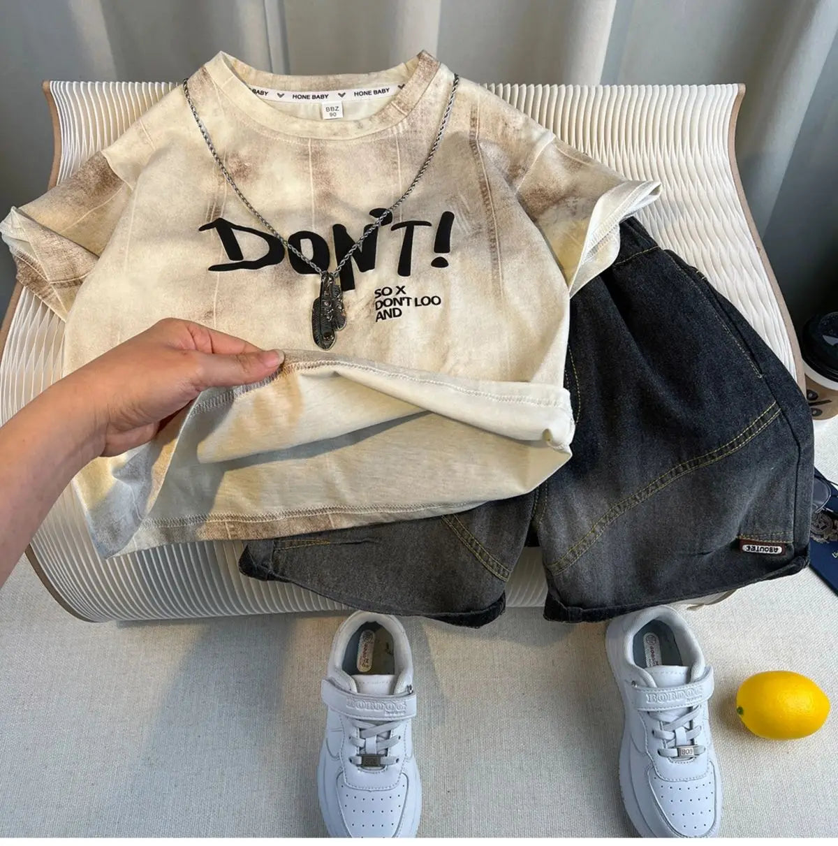 Korean Children's Summer Clothes Kids Set Outfits Boys 2026 Handsome Sleeveless&Short Sleeved T-shirt Denim Shorts 2-piece Set