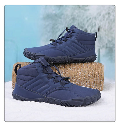 Snow Boots Men Winter Shoes Barefoot Ankle Boots 36-46 Couple Snow Shoes Outdoor Hiking Shoes Fur Warm Plush Boots